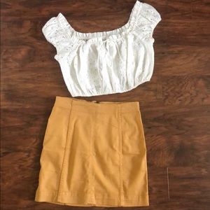 High rise mustard skirt